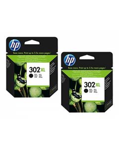 HP 302XL Black Ink Cartridge - F6U68AE TWIN BUNDLE
