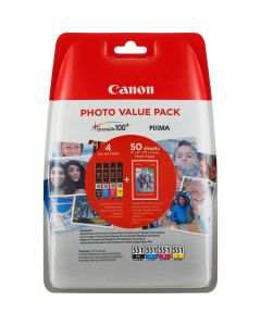 Canon CLI-551 Multipack + Photo Paper Value Pack - 6508B005
