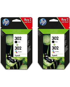 HP 302 Black &amp; Colour Ink Cartridge Combo Pack - X4D37AE Twin Pack