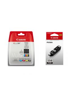 Canon PGI-550 Black &amp; CLI-551 Black Cyan Magenta Yellow Ink Cartridge Combo Bundle Pack