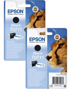 Epson Cheetah T0711 Black Ink Cartridge Twin Pack