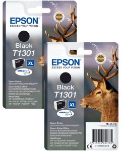 Epson T1301 Stag Black Ink Cartridge Twin Pack