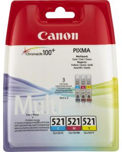 Canon CLI-521 Cyan Magenta Yellow Combo Pack - 2934B010