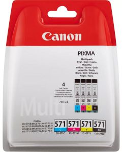 Canon CLI-571 Black Cyan Magenta Yellow Ink Cartridge Combo Pack - 0386C005
