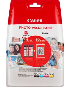 Canon CLI-581XL Black Cyan Magenta Yellow Combo Pack - 2052C004