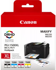 Canon PGI-1500XL Black Cyan Magenta Yellow Combo Pack - 9182B004