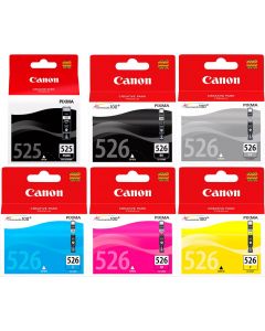 Canon PGI-525 Black &amp; CLI-526 Black Cyan Magenta Yellow Grey Bundle Pack