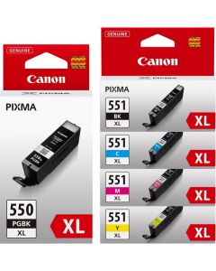 Canon PGI-550XL Black &amp; CLI-551XL Black Cyan Magenta Yellow Bundle Pack