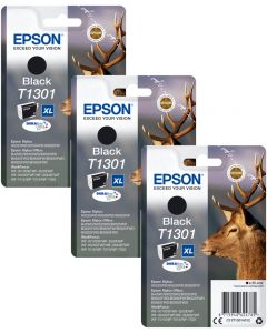 Epson T1301 Stag Black Ink Cartridge Triple Pack
