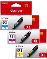 Canon CLI-551XL Cyan Magenta Yellow Bundle Pack
