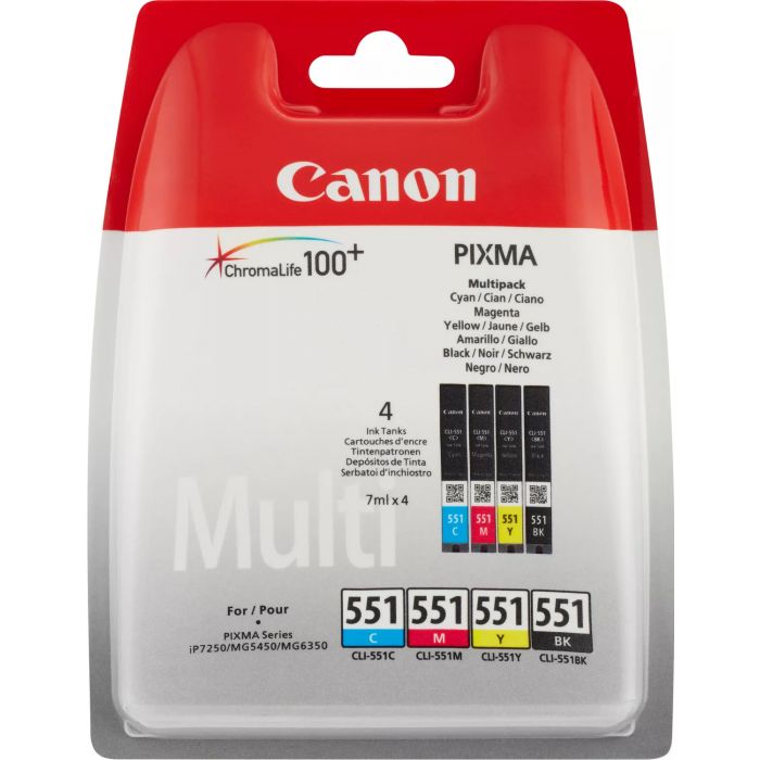 Canon PGI-550XL Black & CLI-551XL Black Cyan Magenta Yellow Bundle Pack