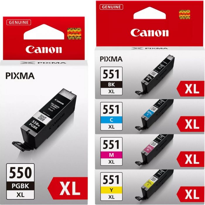 Canon PGI-550XL Black & CLI-551XL Black Cyan Magenta Yellow Bundle Pack