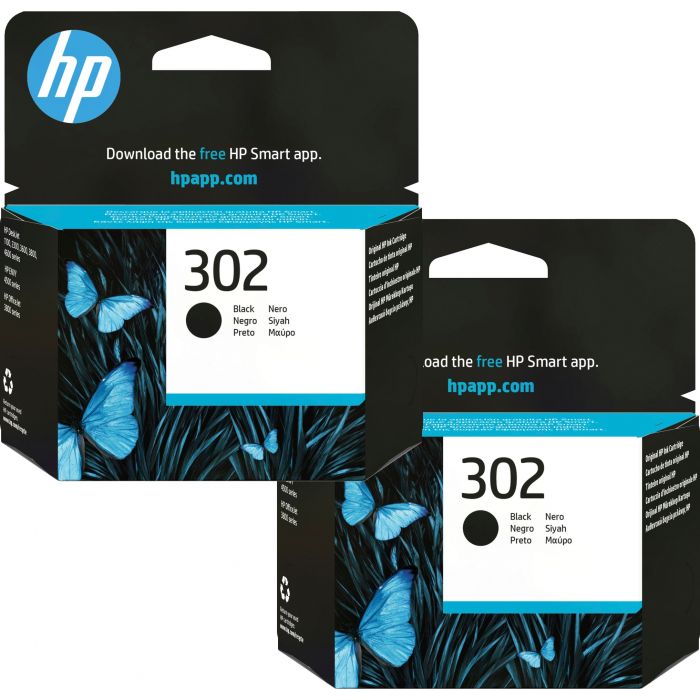 HP 302 Black Ink Cartridge Twin Pack