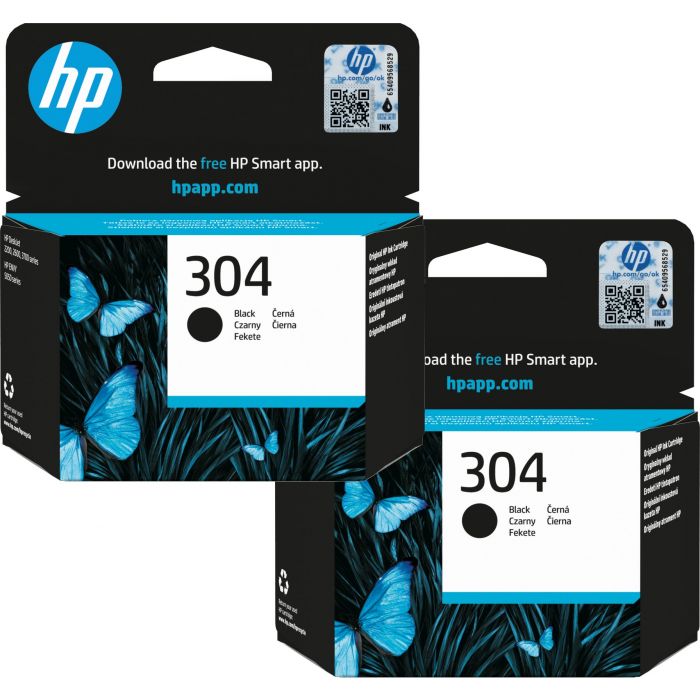 HP 304 Black Ink Cartridge Twin Pack